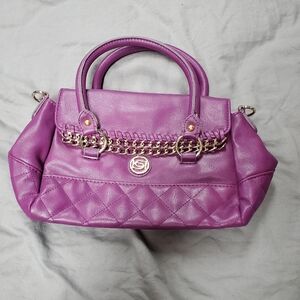 Purple Quilted Chain-Accent Women's Handbag